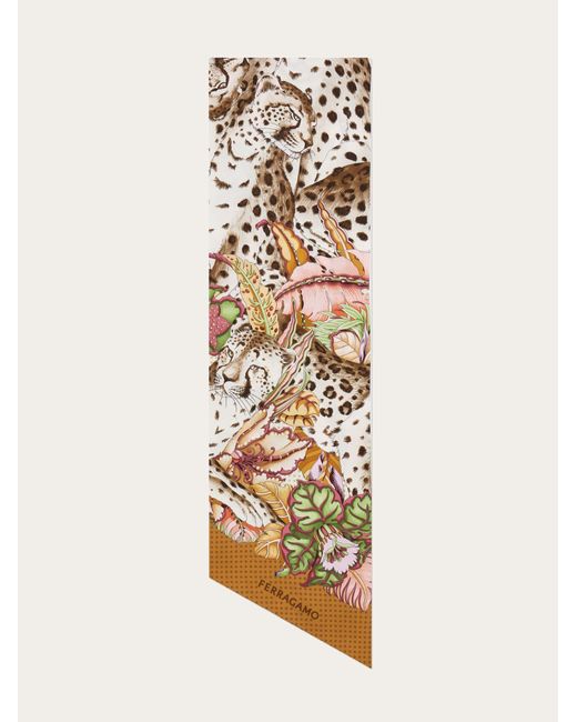 Ferragamo White Cheetahs Print Silk Bandeau