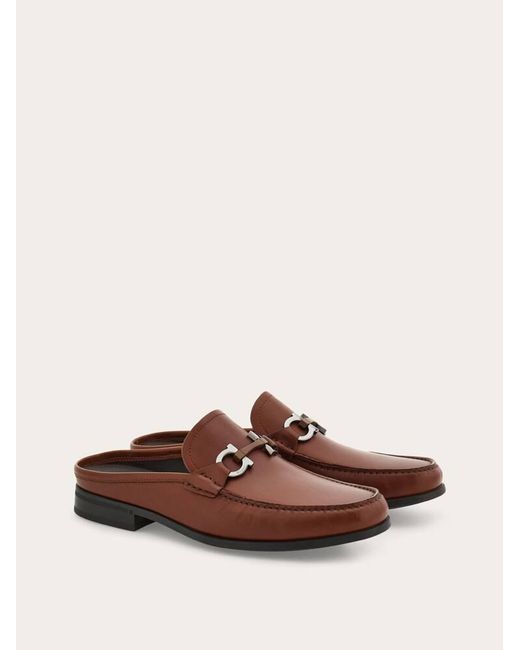 Ferragamo Brown Gancini Ornament Mule .5 for men