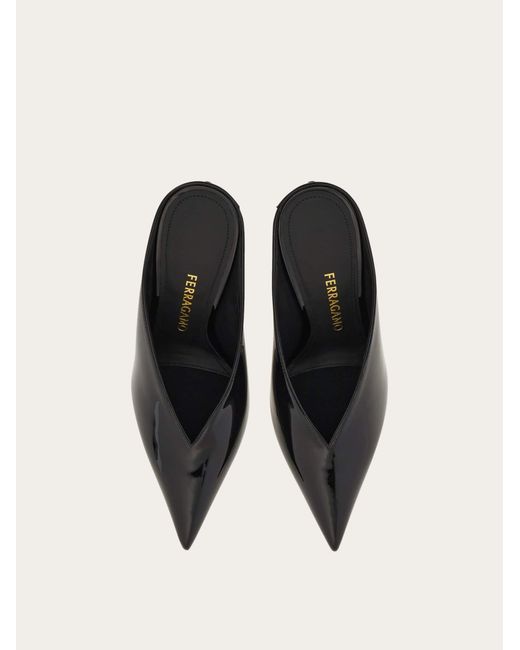 Ferragamo Black S-Shaped Heel Mule