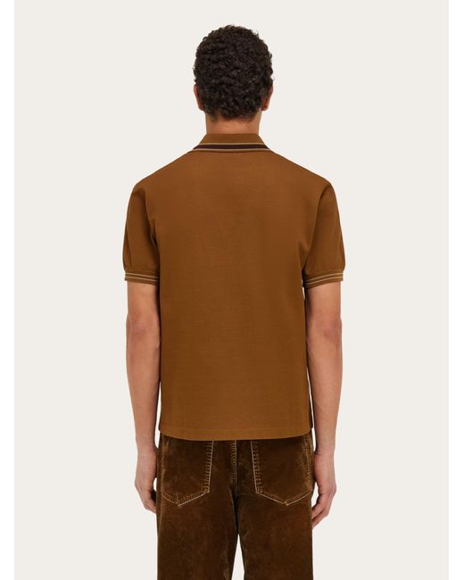 Ferragamo Brown Short Sleeve Polo Shirt for men