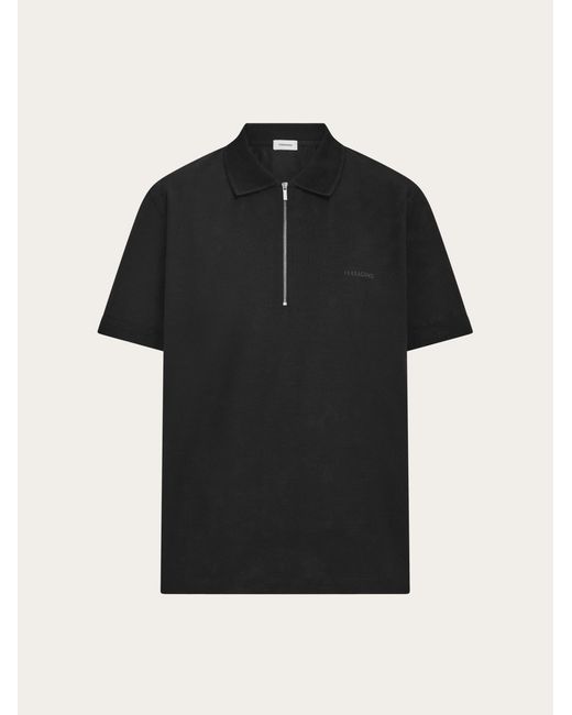 Ferragamo Black Polo With Zip Collar for men