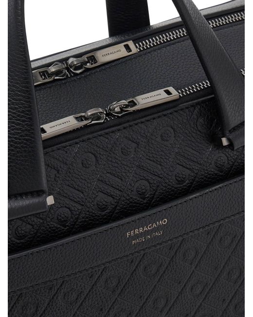 Ferragamo Black Monogram Briefcase for men