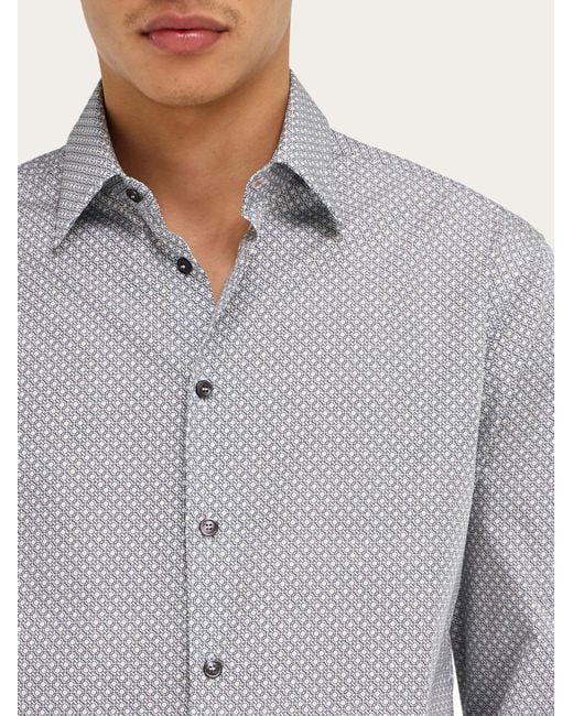 Ferragamo Blue Micro-Patterned Shirt for men