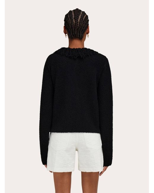 Ferragamo Black Damen Strickjacke Mit Fransen