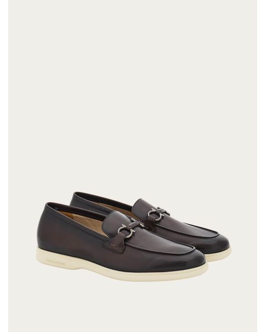 Ferragamo White Casual Loafer With Gancini Ornament .5 for men