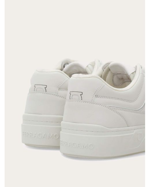 Ferragamo White Gancini Sneaker for men