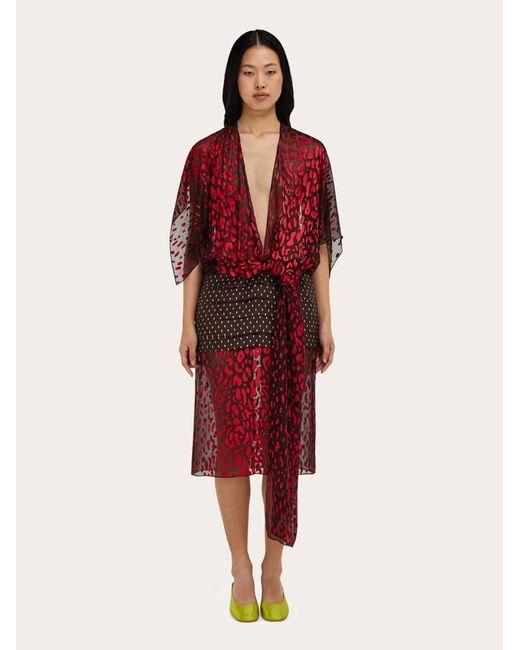 Ferragamo Red Silk And Viscose Dress