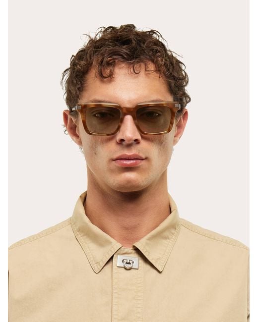 Ferragamo Natural Rectangular Frame Sunglasses for men