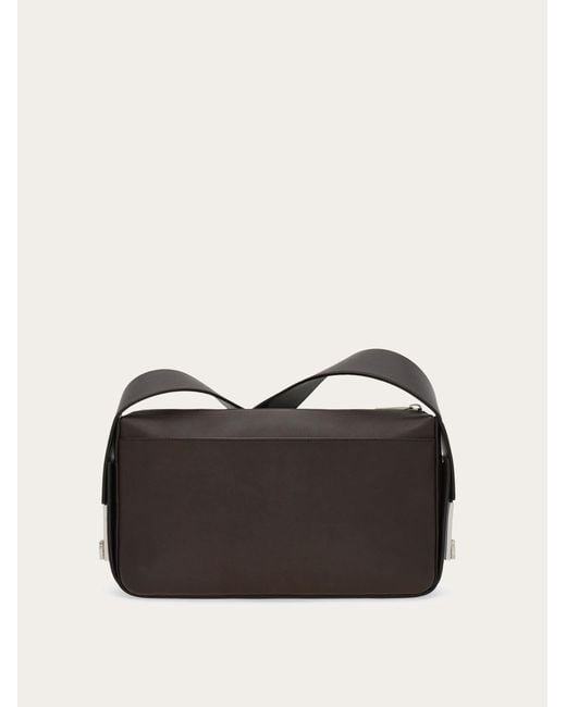 Ferragamo Black Utility Shoulder Bag With Hug Buckle (M) for men
