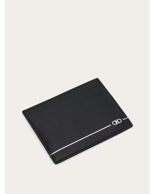 Ferragamo Black Gancini Credit Card Holder for men