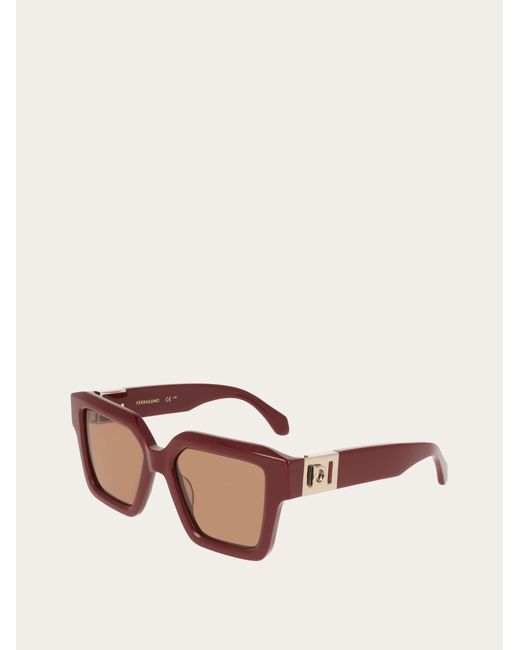 Ferragamo Pink Rectangular Frame Sunglasses