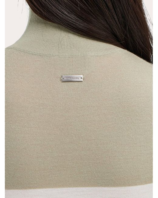 Ferragamo Natural Two Tone Turtleneck