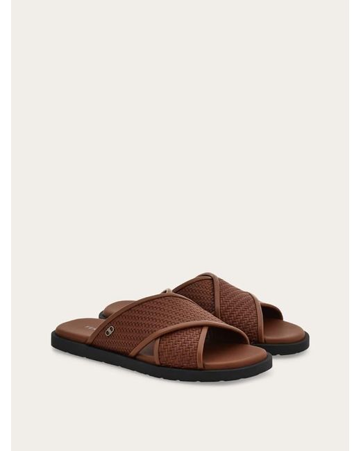 Ferragamo Brown Gancini Ornament Sandal for men