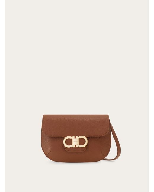Ferragamo Brown Double Gancini Mini Bag