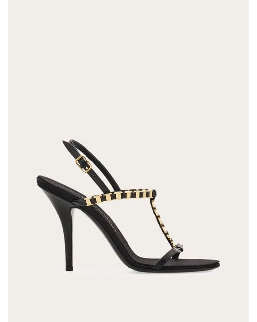 Ferragamo Natural Vara Chain T-Strap Sandal