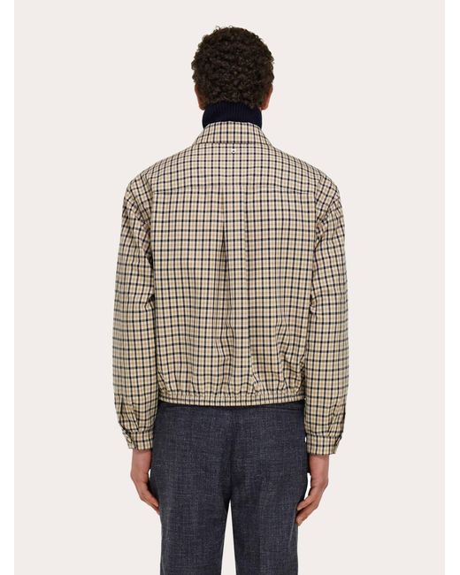 Ferragamo Blue Check Bomber Jacket for men