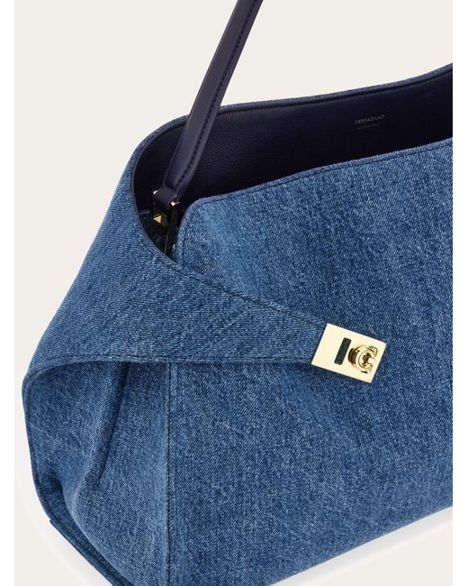 Ferragamo Blue Hug Soft Shoulder Bag (L)