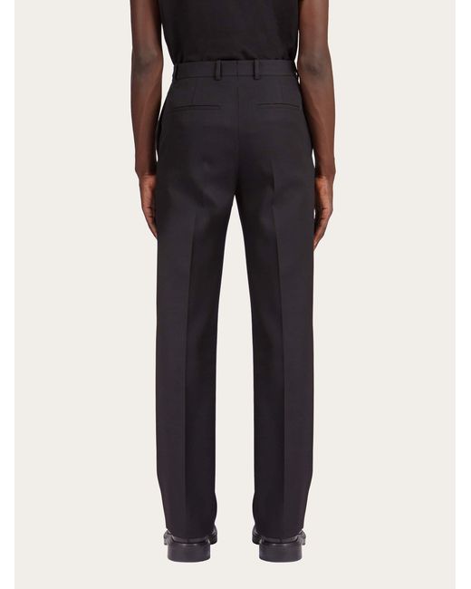 Ferragamo Black Flat Front Tailored Trouser for men
