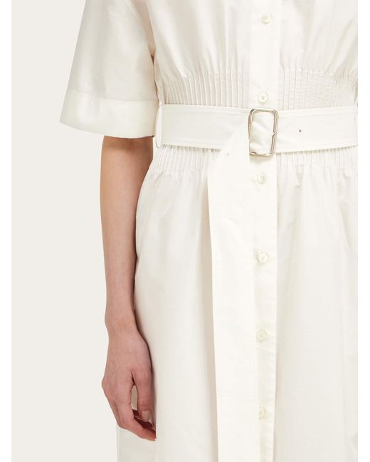 Ferragamo Natural Cotton And Silk Shirt Dress