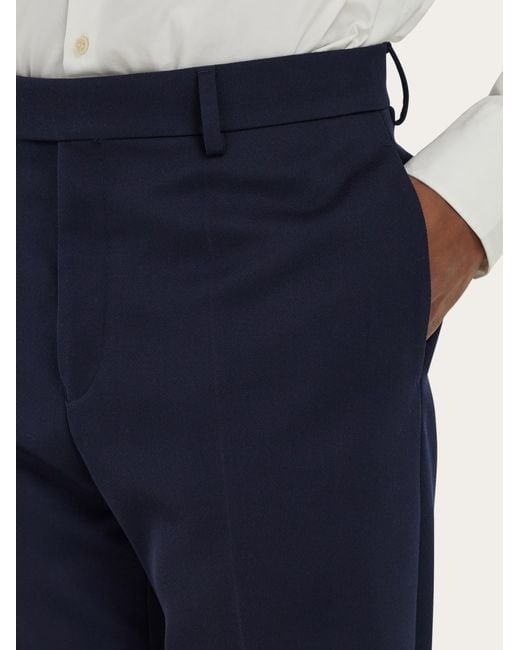 Ferragamo Blue Wide Leg Chevron Trouser for men