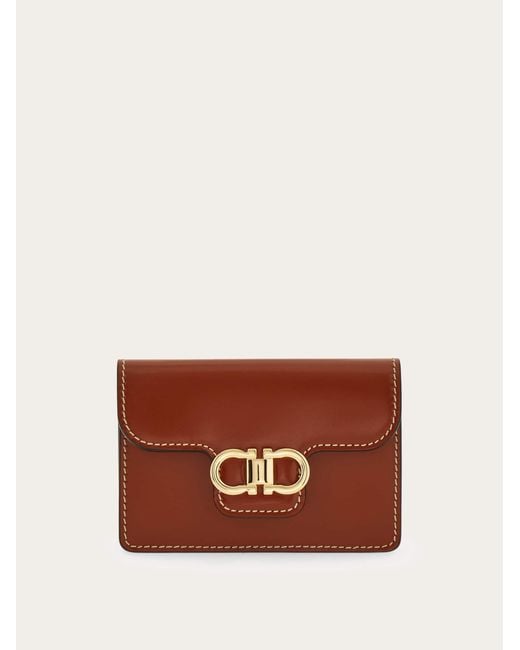 Ferragamo Brown Gancini Card Holder
