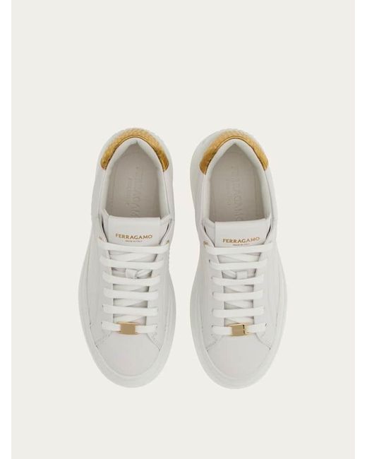 Ferragamo White Wedge Sneaker