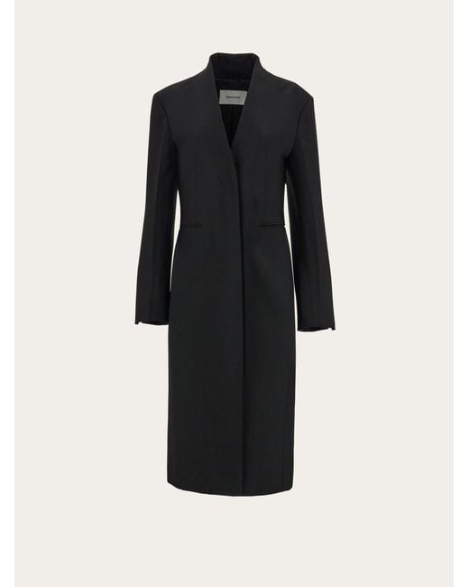 Ferragamo Black Fitted Single Breasted Coat