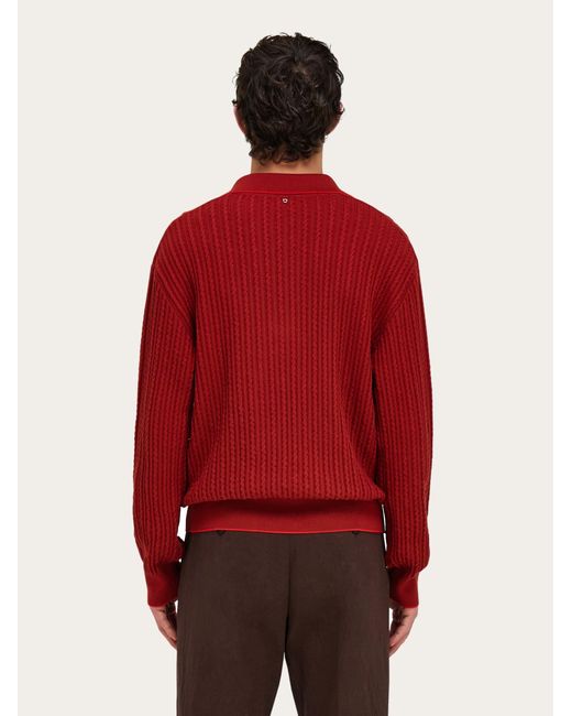 Ferragamo Red Knitted Polo Top for men