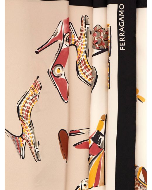 Ferragamo Natural Genio Print Silk Scarf