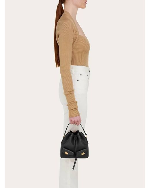 Ferragamo Blue Multipocket Bucket Bag