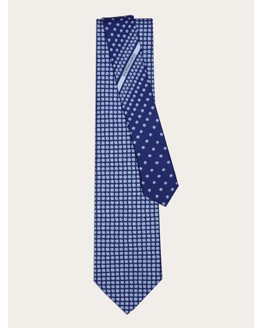 Ferragamo Blue Key Print Silk Tie for men