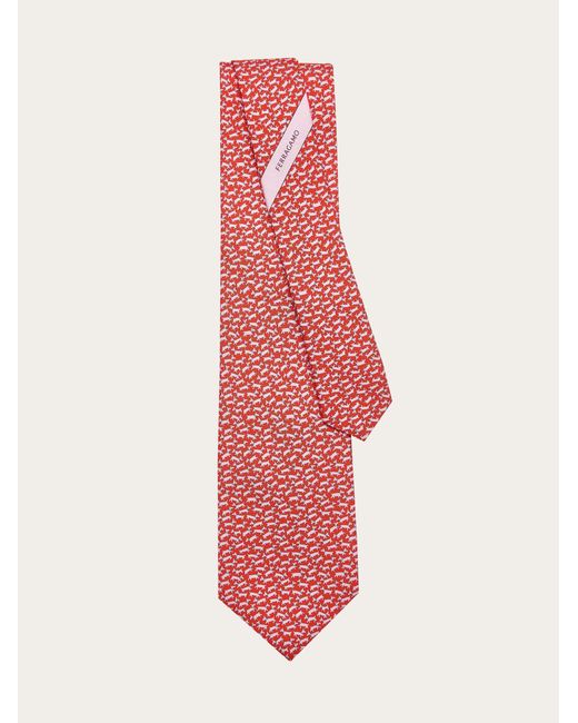 Ferragamo Pink Tobia Print Silk Tie for men