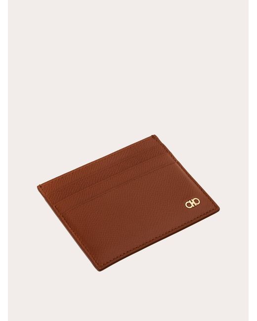 Ferragamo Brown Gancini Credit Card Holder for men