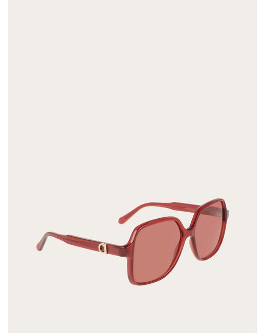 Ferragamo Pink Square Frame Sunglasses