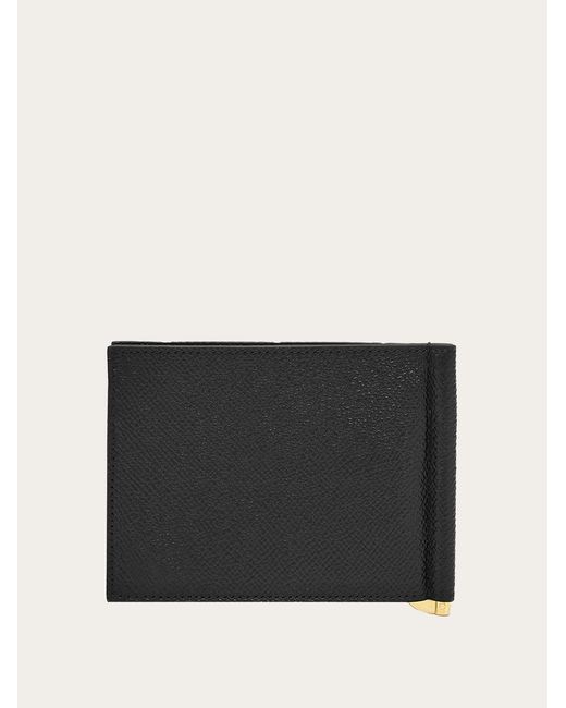 Ferragamo Black Gancini Wallet With Money Clip for men