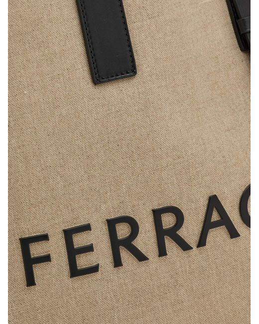Ferragamo Natural Tote Bag With Signature for men