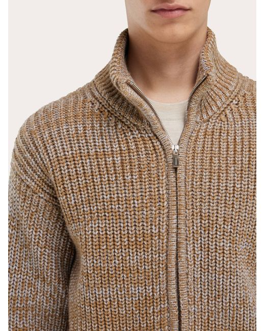 Ferragamo Brown High Neck Cardigan for men
