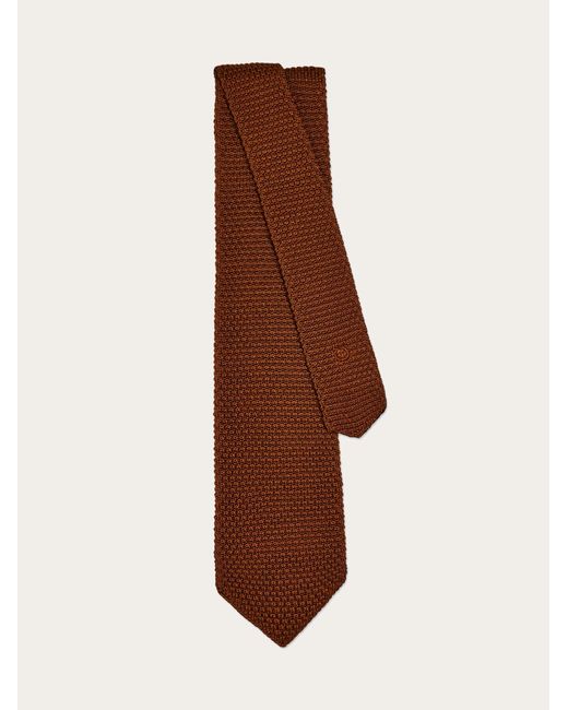 Ferragamo Brown Silk And Cashmere Tie for men
