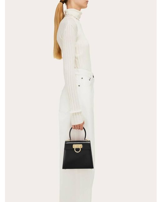 Ferragamo Black Iconic Top Handle (M)