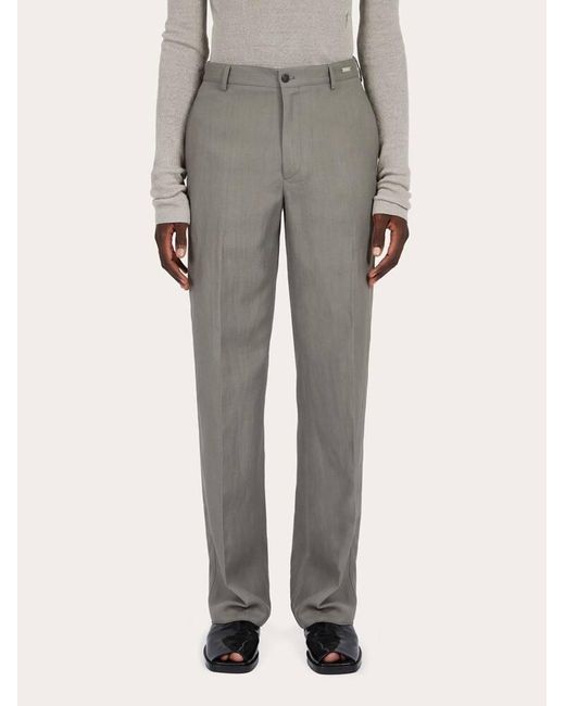 Ferragamo Gray Silk And Viscose Tailored Trouser for men