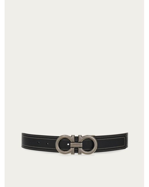 Ferragamo White Reversible And Adjustable Gancini Belt for men