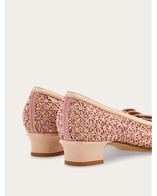 Ferragamo Pink Macramé Vara Bow Pump