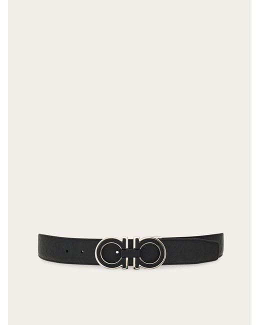 Ferragamo White Reversible And Adjustable Gancini Belt for men