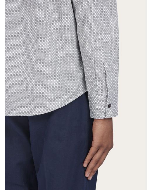 Ferragamo Blue Micro-Patterned Shirt for men