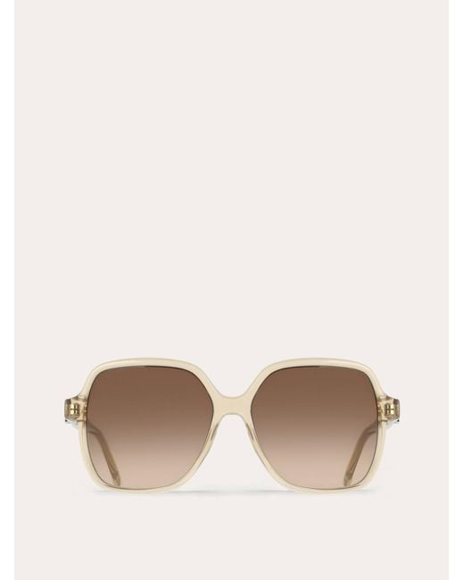 Ferragamo Natural Square Frame Sunglasses