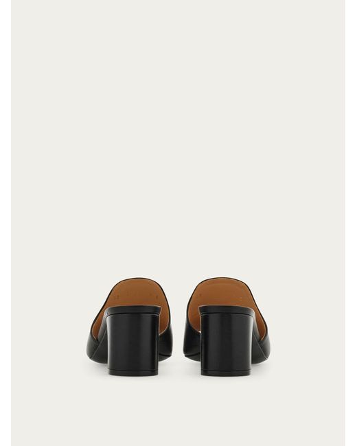 Ferragamo Natural Mid Heel Slide With Gancini Buckle .5