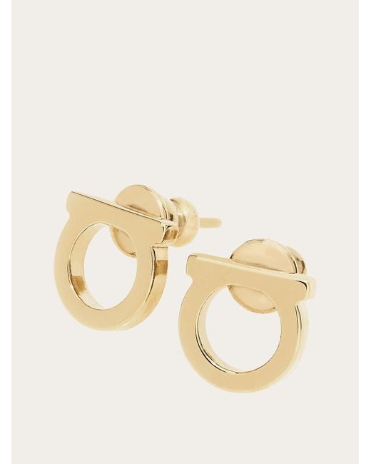 Ferragamo White Silvertone Logo Stud Earrings/0.3"