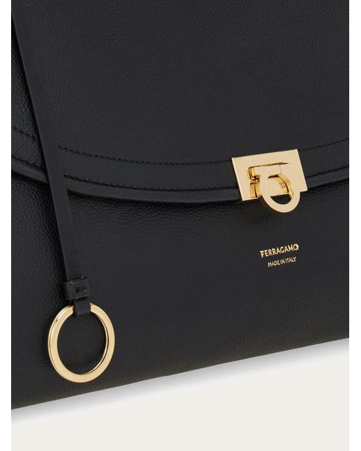 Ferragamo Black Gancini Handbag (L)