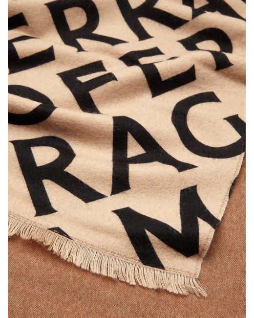 Ferragamo Natural Double Scarf With Lettering