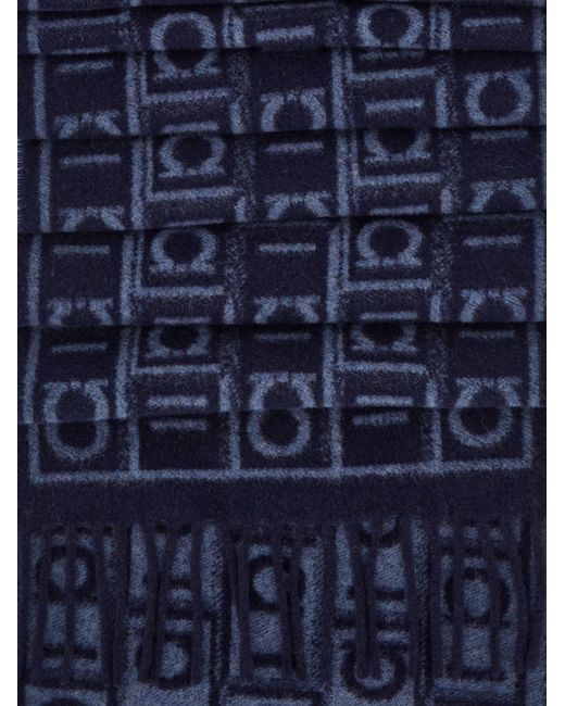 Uomo Sciarpa Monogram di Ferragamo in Blue da Uomo